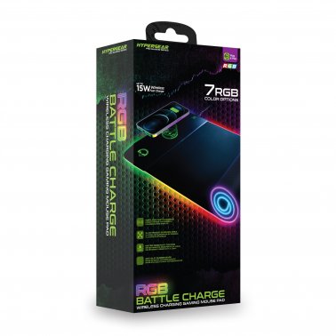 HyperGear - Tapis de souris XL RVB avec charge sans-fil 15W Qi