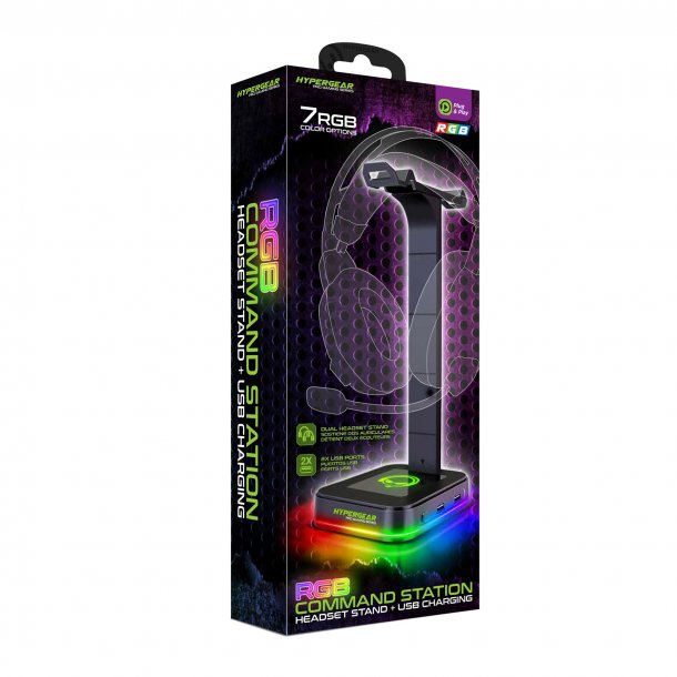 Support pour casque d’écoute RGB Command Station avec lumières RVB d'HyperGear