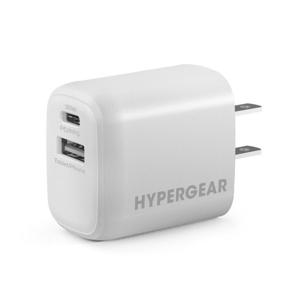 Chargeur mural double USB-C PD (30W Max) & USB-A (18W Max)