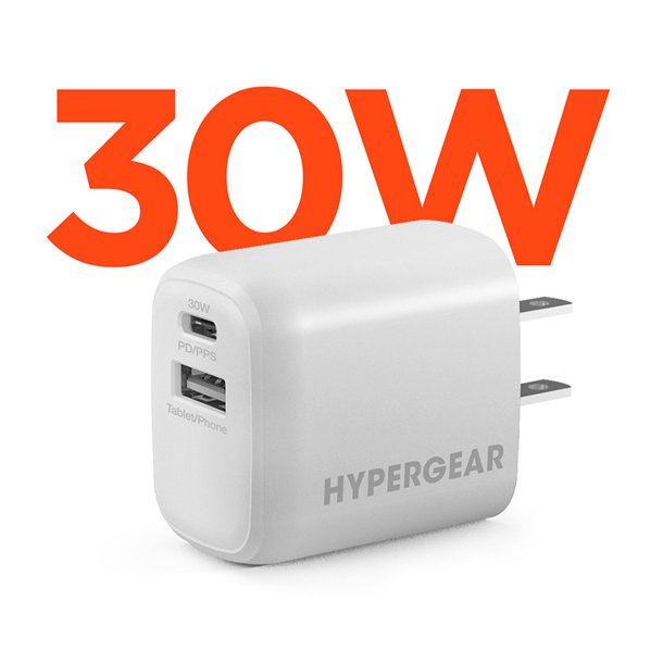 Chargeur mural double USB-C PD (30W Max) & USB-A (18W Max)