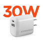 Chargeur mural double USB-C PD (30W Max) & USB-A (18W Max)