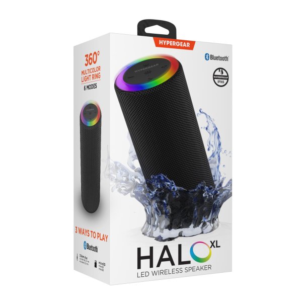 Haut-parleur LED sans fil Halo XL d'HyperGear - Noir