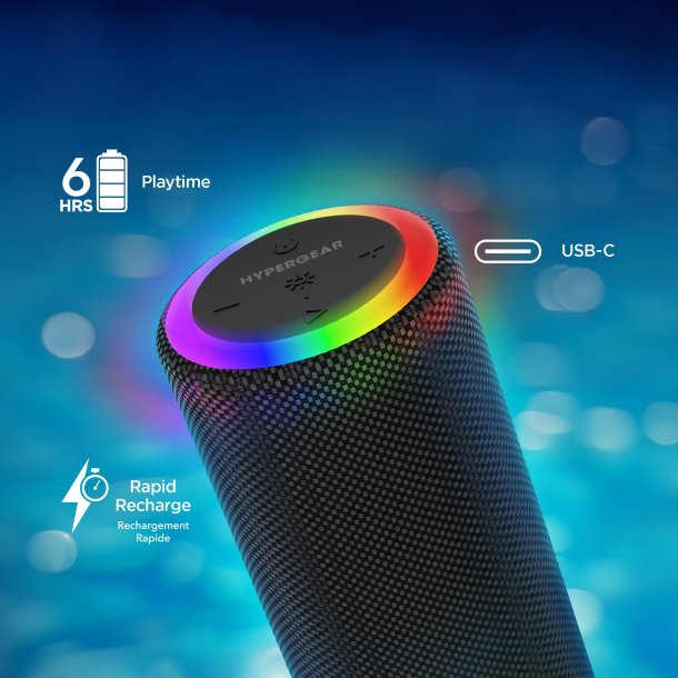 Haut-parleur LED sans fil Halo XL d'HyperGear - Noir