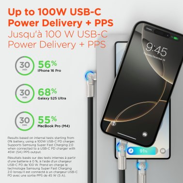 Câble USB-C vers USB-C Robuste avec connecteurs rotatifs