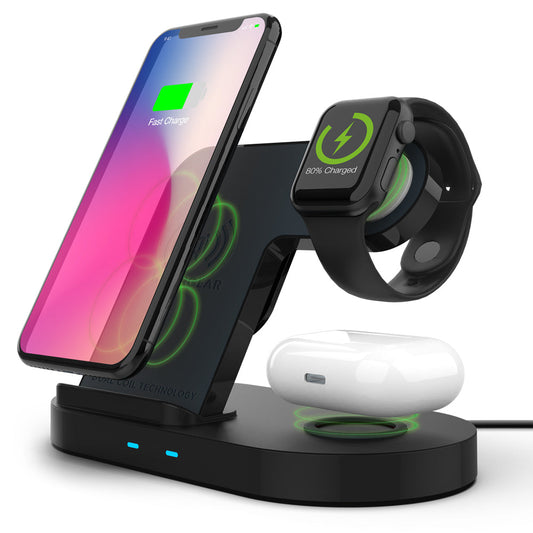 HyperGear socle de charge sans fil 3-en-1 de 15 W - Noir