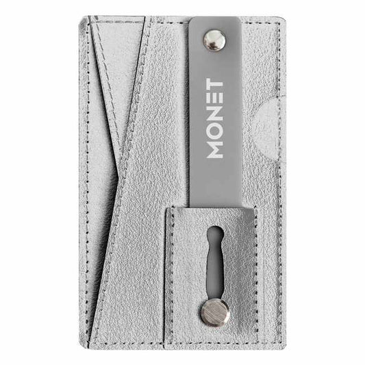 Monet - Portefeuille Kickstand en Cuir Vegan Métallisé Argent