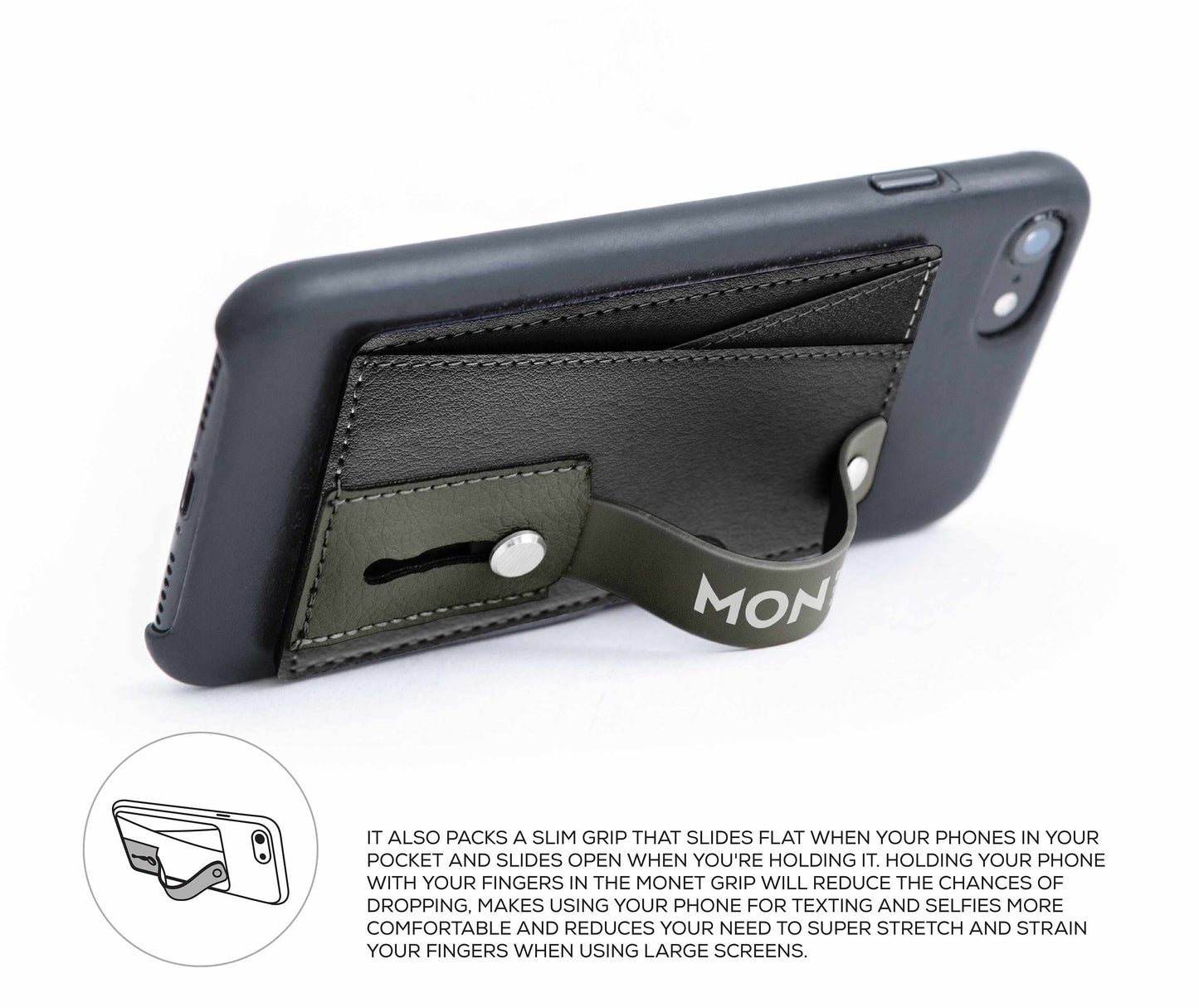 Monet - Portefeuille Béquille Cuir Véritable Noir